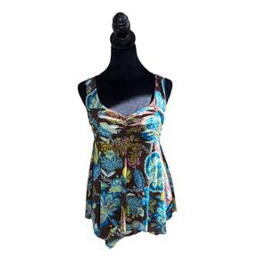 VTG Y2K mesh floral I.E. baby doll tank top floral mesh fairy whimsy Size Small